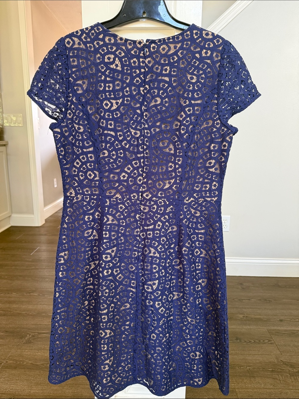 LOFT Blue Lace Beautiful Feminine Midi Dress 10 - Picture 5 of 5
